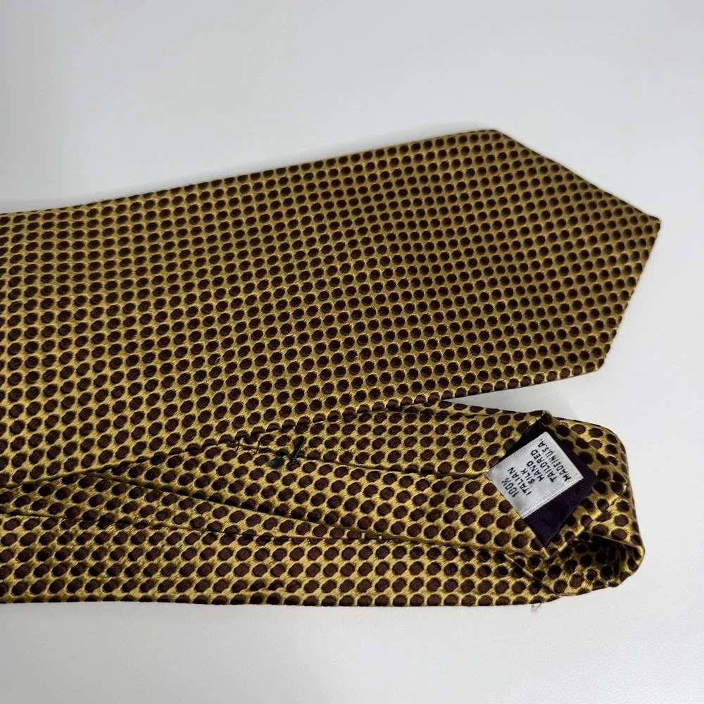 NWOT Paul Fredrick Men's Silk Necktie Gold Brown 4